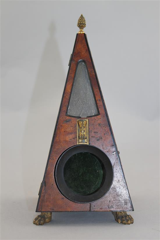 Louis Albert Desoutter. An unusual burr elm and ebony metronome, 9.5in.